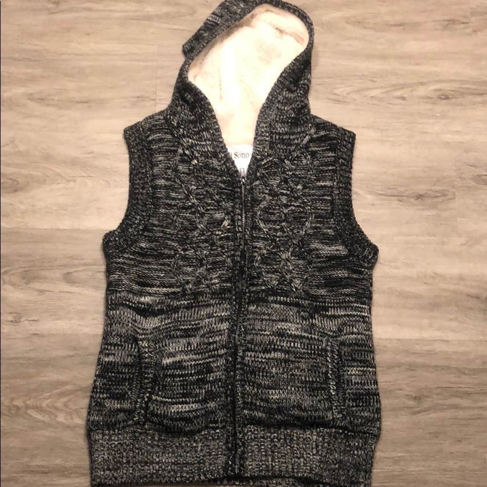 Black/white Sweater vest with pockets